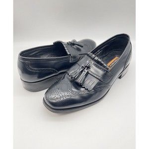 FLORSHEIM Mens 9.5 M Black Dress Shoes Lexington Tassel Wingtip Loafer Leather